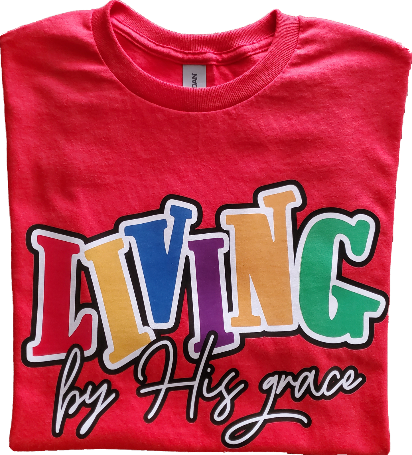 Red Living by His Grace T Shirt