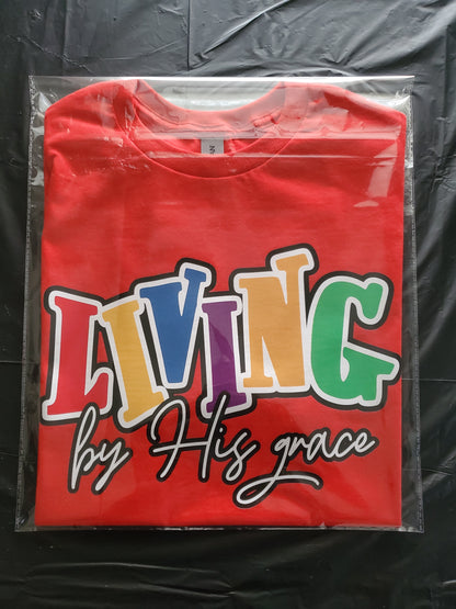 Red Living by His Grace T Shirt