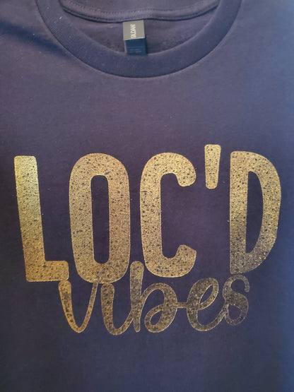 Unisex Navy and Gold Loc'd Vibes T-Shirt